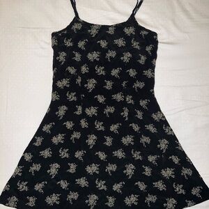 Floral Black and White Spaghetti Strap Dress